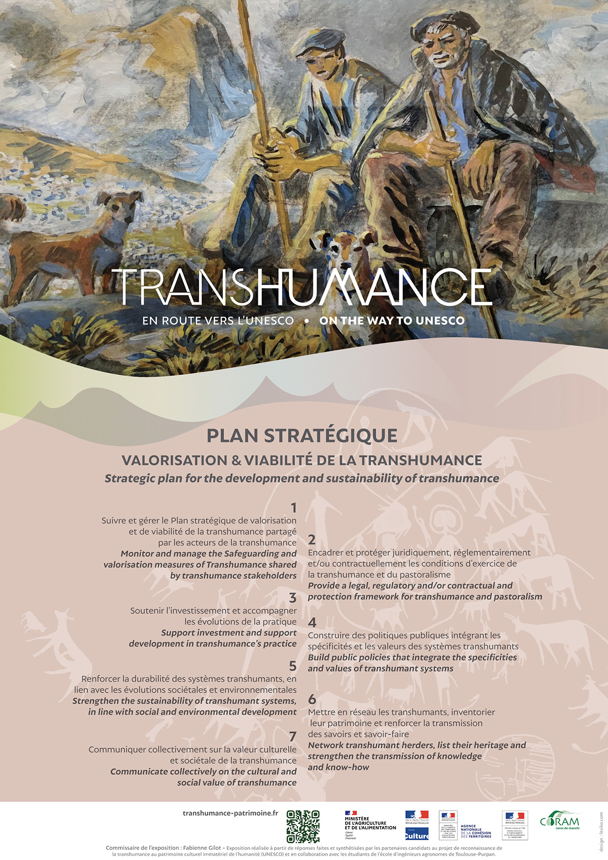 Affiche en français et anglais : plan stratégique pour la valorisation de la transhumance